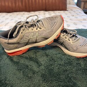 ASICS Gray and Orange Athletic Shoes with Breathable Design